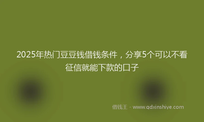2025年热门豆豆钱借钱条件，分享5个可以不看征信就能下款的口子