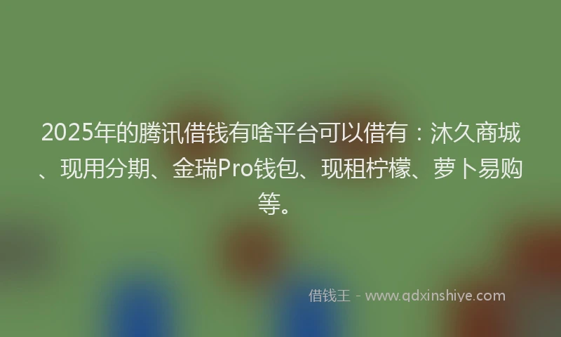 2025年的腾讯借钱有啥平台可以借有：沐久商城、现用分期、金瑞Pro钱包、现租柠檬、萝卜易购等。