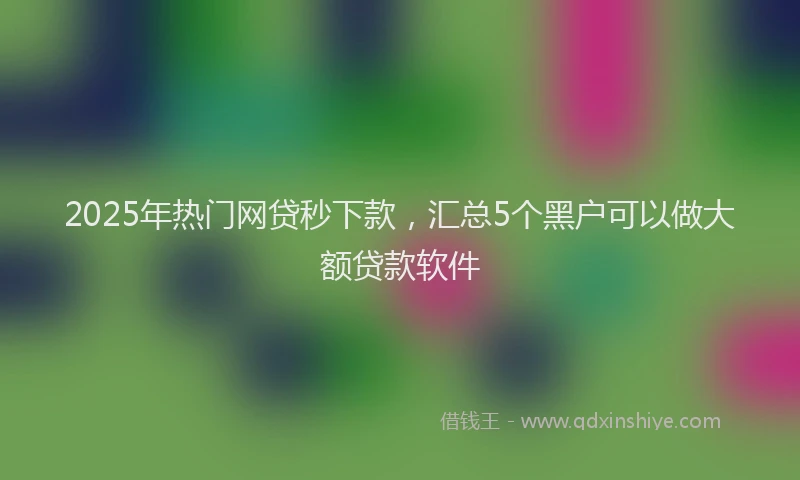2025年热门网贷秒下款，汇总5个黑户可以做大额贷款软件