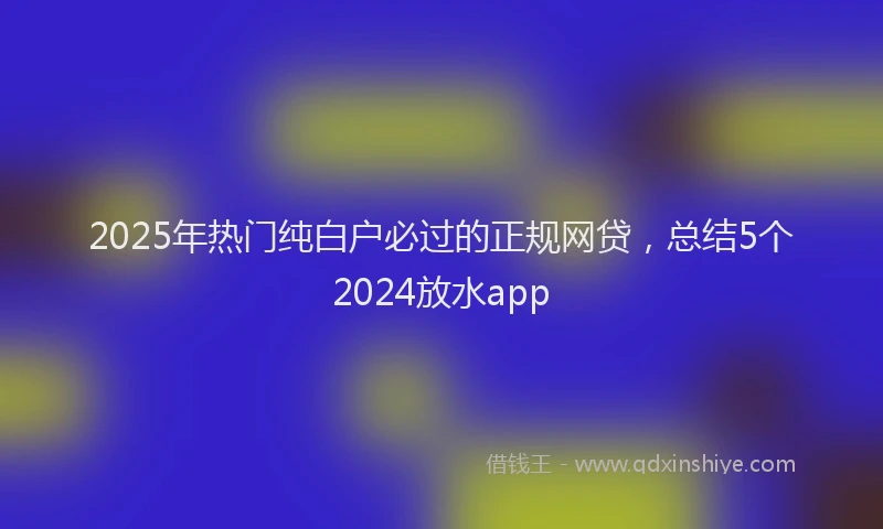 2025年热门纯白户必过的正规网贷，总结5个2024放水app