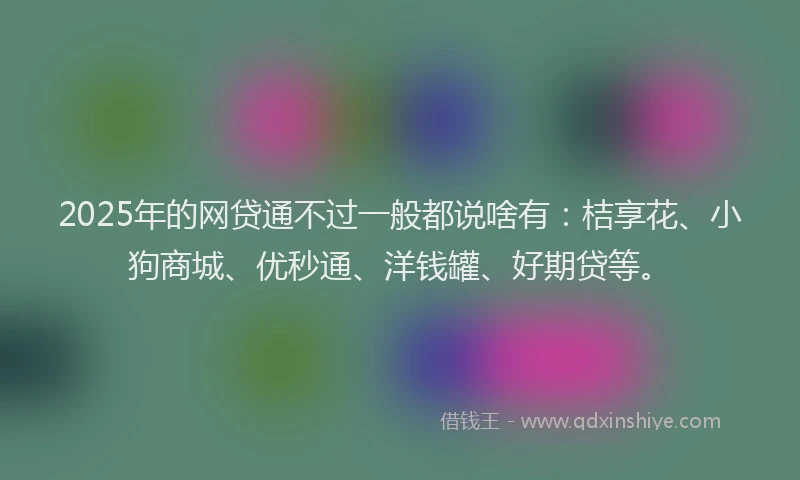2025年的网贷通不过一般都说啥有：桔享花、小狗商城、优秒通、洋钱罐、好期贷等。
