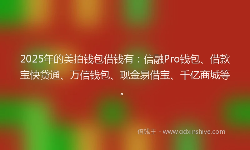2025年的美拍钱包借钱有：信融Pro钱包、借款宝快贷通、万信钱包、现金易借宝、千亿商城等。