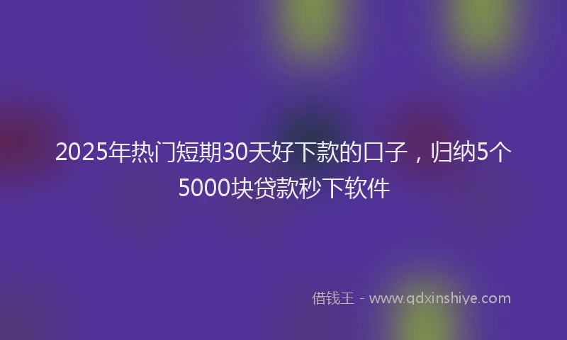 2025年热门短期30天好下款的口子，归纳5个5000块贷款秒下软件
