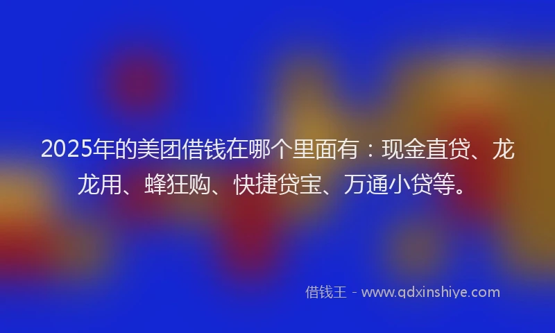 2025年的美团借钱在哪个里面有：现金直贷、龙龙用、蜂狂购、快捷贷宝、万通小贷等。
