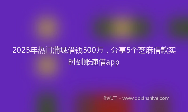 2025年热门蒲城借钱500万，分享5个芝麻借款实时到账速借app