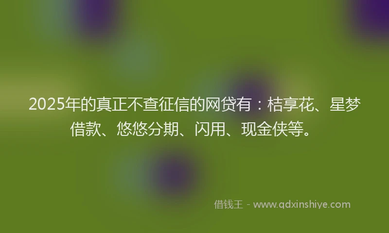 2025年的真正不查征信的网贷有：桔享花、星梦借款、悠悠分期、闪用、现金侠等。