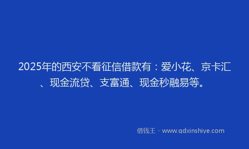 2025年的西安不看征信借款有：爱小花、京卡汇、现金流贷、支富通、现金秒融易等。
