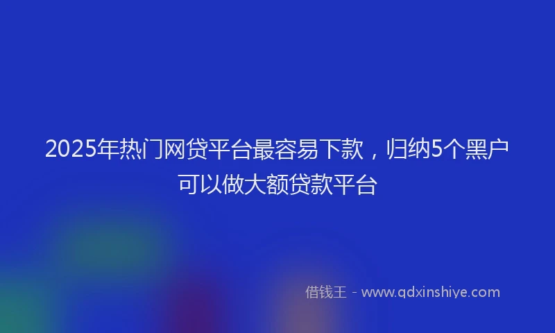 2025年热门网贷平台最容易下款，归纳5个黑户可以做大额贷款平台