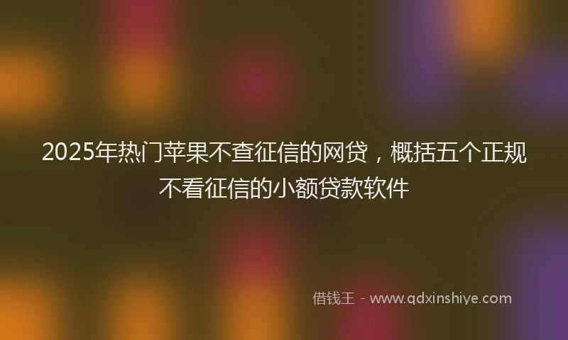 2025年热门苹果不查征信的网贷，概括五个正规不看征信的小额贷款软件