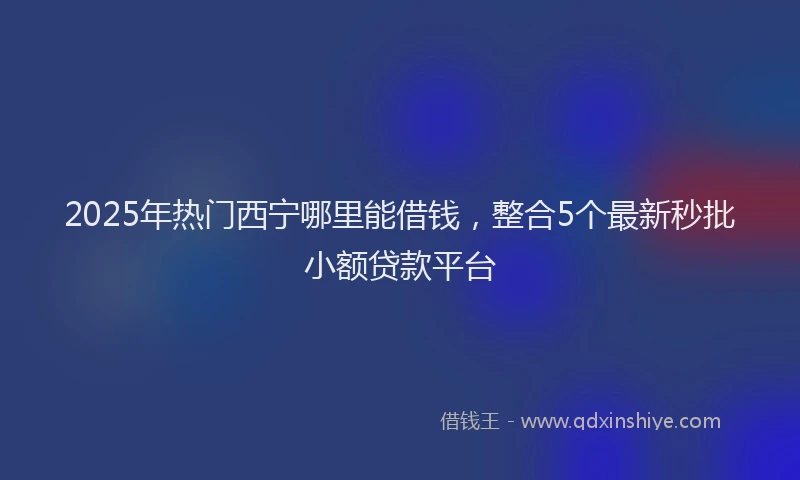 2025年热门西宁哪里能借钱，整合5个最新秒批小额贷款平台