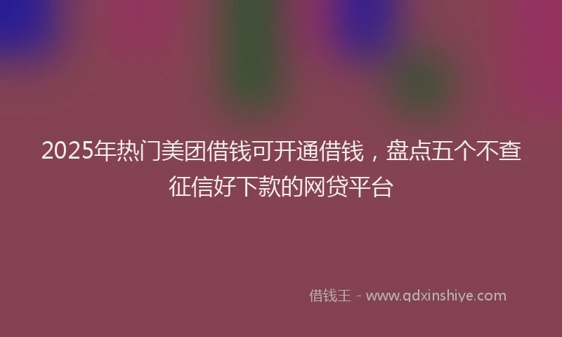 2025年热门美团借钱可开通借钱，盘点五个不查征信好下款的网贷平台