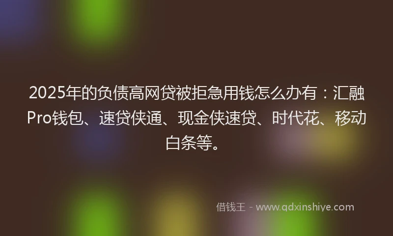 2025年的负债高网贷被拒急用钱怎么办有：汇融Pro钱包、速贷侠通、现金侠速贷、时代花、移动白条等。