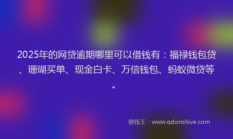 2025年的网贷逾期哪里可以借钱有：福禄钱包贷、珊瑚买单、现金白卡、万信钱包、蚂蚁微贷等。