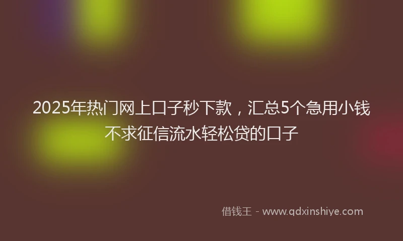 2025年热门网上口子秒下款，汇总5个急用小钱不求征信流水轻松贷的口子