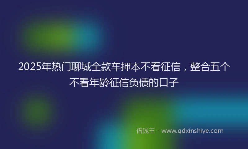 2025年热门聊城全款车押本不看征信，整合五个不看年龄征信负债的口子