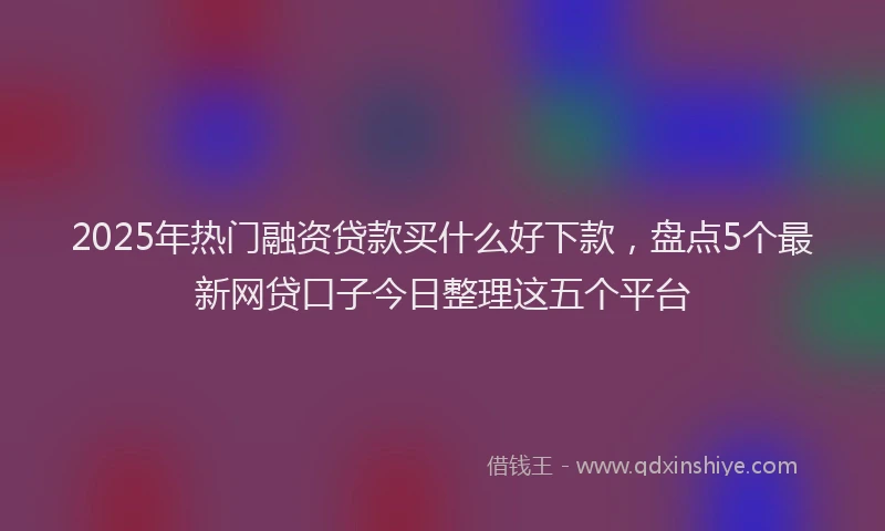 2025年热门融资贷款买什么好下款，盘点5个最新网贷口子今日整理这五个平台