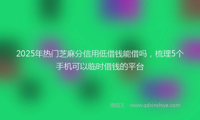 2025年热门芝麻分信用低借钱能借吗，梳理5个手机可以临时借钱的平台