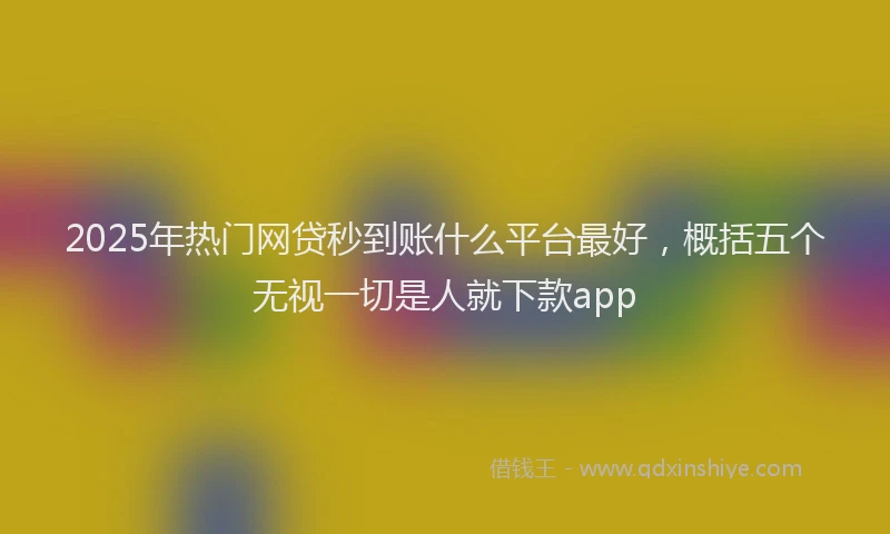 2025年热门网贷秒到账什么平台最好，概括五个无视一切是人就下款app