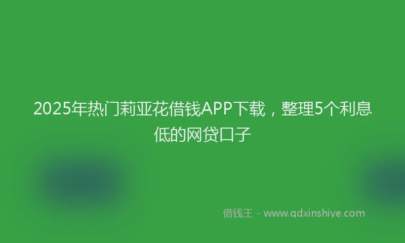 2025年热门莉亚花借钱APP下载，整理5个利息低的网贷口子