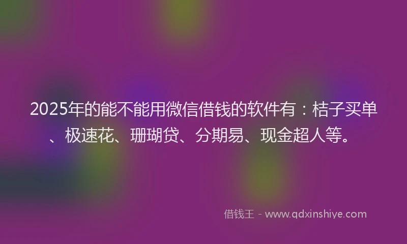 2025年的能不能用微信借钱的软件有：桔子买单、极速花、珊瑚贷、分期易、现金超人等。