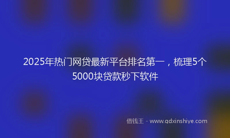 2025年热门网贷最新平台排名第一，梳理5个5000块贷款秒下软件