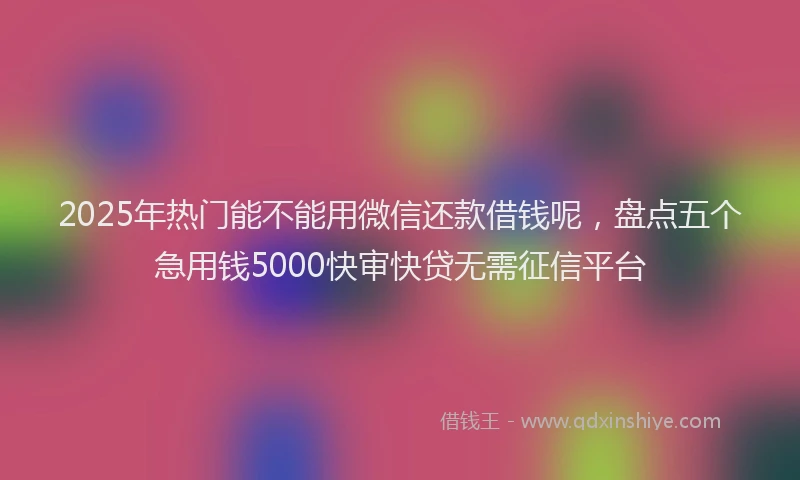 2025年热门能不能用微信还款借钱呢，盘点五个急用钱5000快审快贷无需征信平台