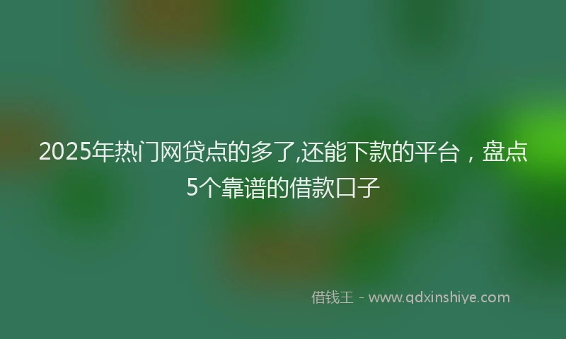 2025年热门网贷点的多了,还能下款的平台，盘点5个靠谱的借款口子