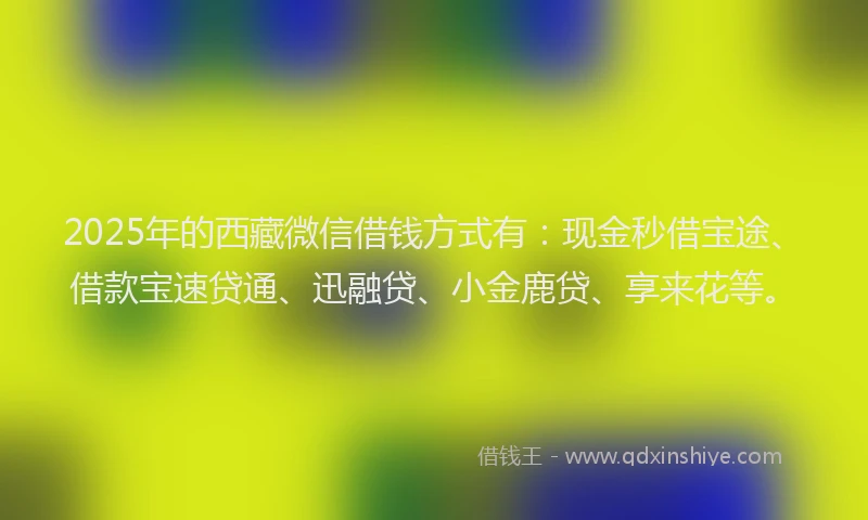 2025年的西藏微信借钱方式有：现金秒借宝途、借款宝速贷通、迅融贷、小金鹿贷、享来花等。