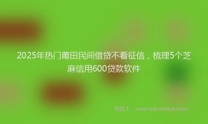 2025年热门莆田民间借贷不看征信，梳理5个芝麻信用600贷款软件