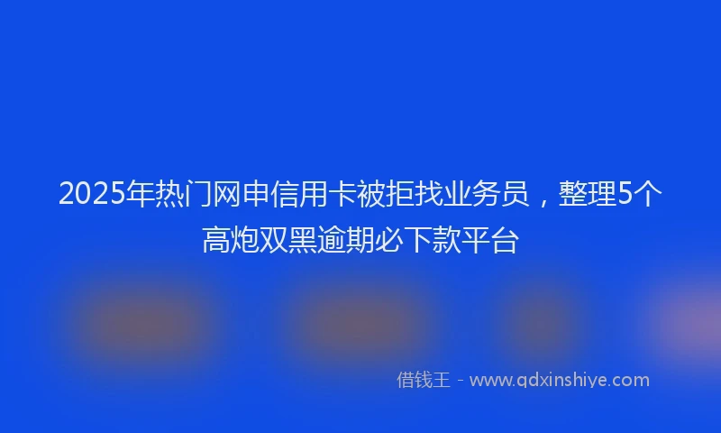 2025年热门网申信用卡被拒找业务员，整理5个高炮双黑逾期必下款平台
