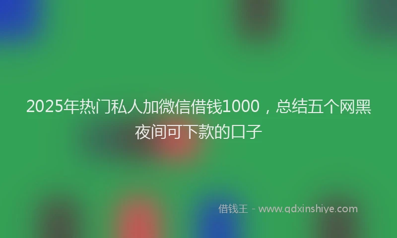 2025年热门私人加微信借钱1000，总结五个网黑夜间可下款的口子