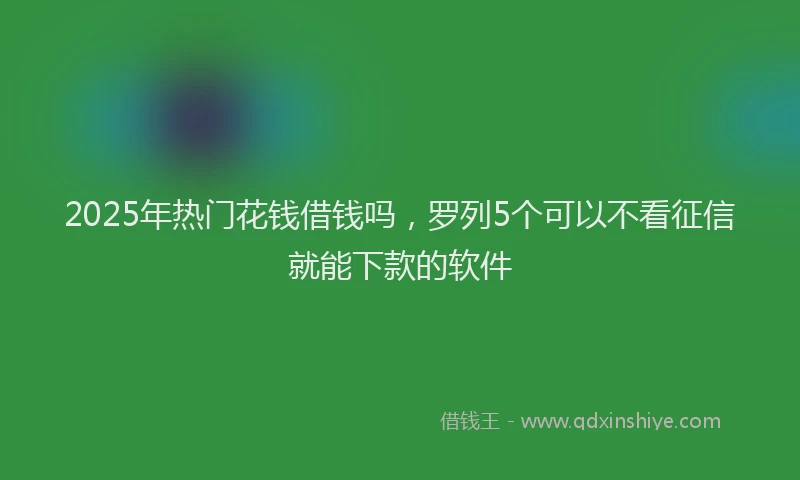 2025年热门花钱借钱吗，罗列5个可以不看征信就能下款的软件
