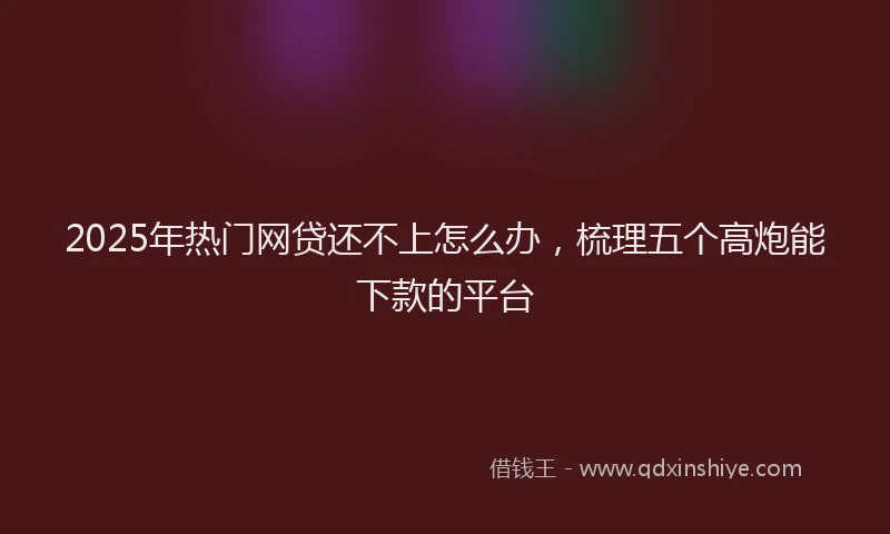 2025年热门网贷还不上怎么办，梳理五个高炮能下款的平台