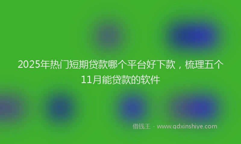2025年热门短期贷款哪个平台好下款，梳理五个11月能贷款的软件