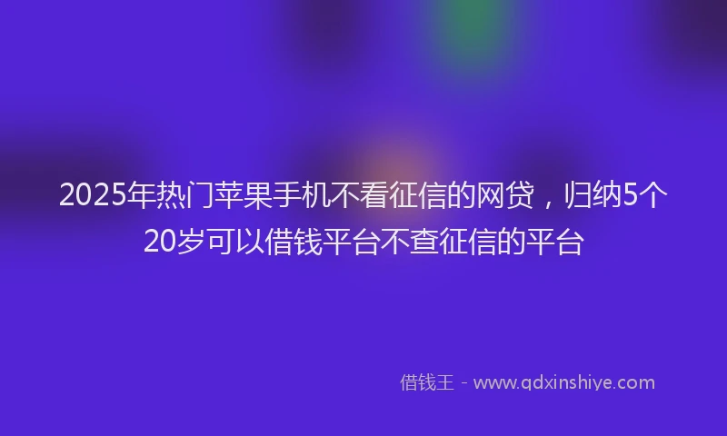 2025年热门苹果手机不看征信的网贷，归纳5个20岁可以借钱平台不查征信的平台