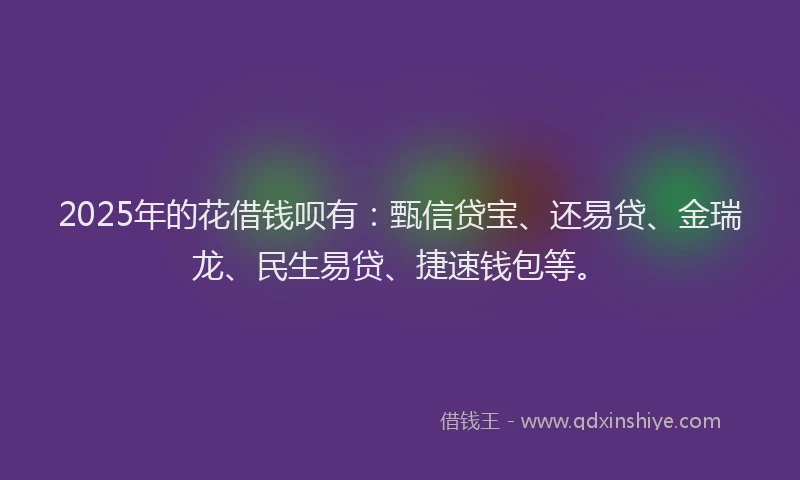 2025年的花借钱呗有：甄信贷宝、还易贷、金瑞龙、民生易贷、捷速钱包等。