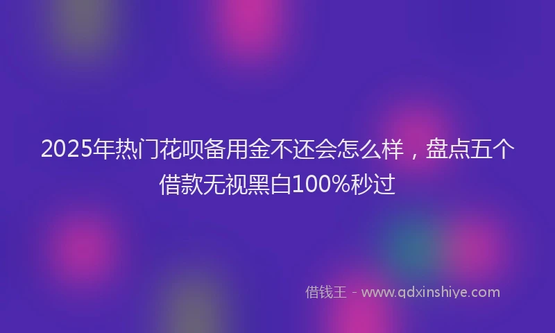 2025年热门花呗备用金不还会怎么样，盘点五个借款无视黑白100%秒过