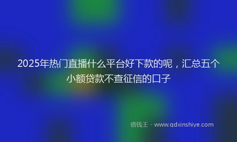 2025年热门直播什么平台好下款的呢，汇总五个小额贷款不查征信的口子