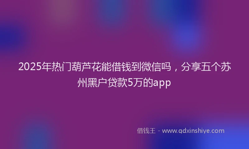 2025年热门葫芦花能借钱到微信吗，分享五个苏州黑户贷款5万的app