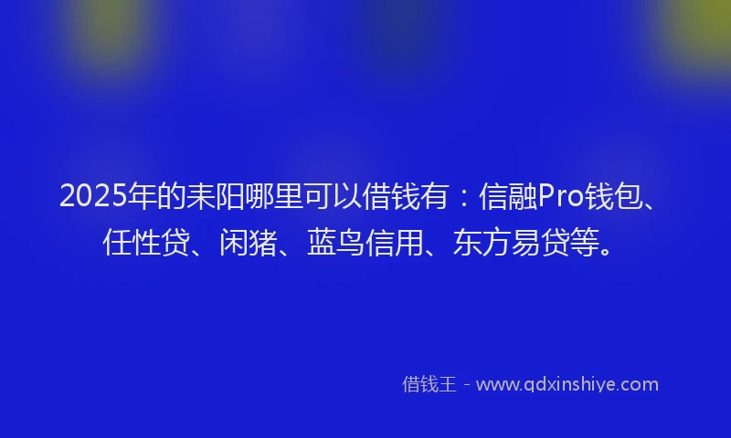 2025年的耒阳哪里可以借钱有：信融Pro钱包、任性贷、闲猪、蓝鸟信用、东方易贷等。