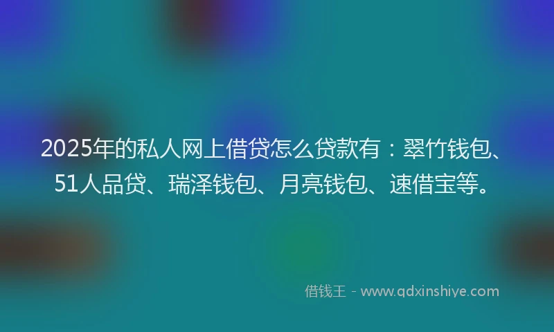 2025年的私人网上借贷怎么贷款有：翠竹钱包、51人品贷、瑞泽钱包、月亮钱包、速借宝等。