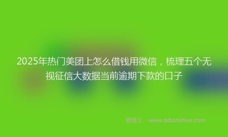 2025年热门美团上怎么借钱用微信，梳理五个无视征信大数据当前逾期下款的口子