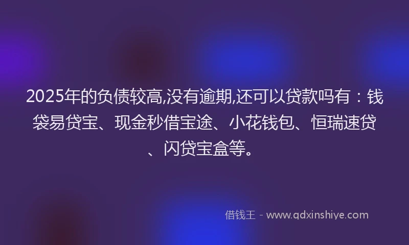 2025年的负债较高,没有逾期,还可以贷款吗有：钱袋易贷宝、现金秒借宝途、小花钱包、恒瑞速贷、闪贷宝盒等。