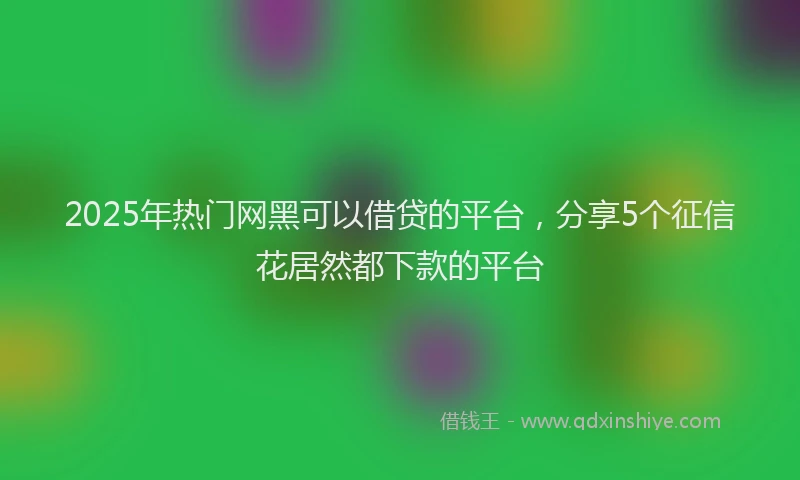 2025年热门网黑可以借贷的平台，分享5个征信花居然都下款的平台