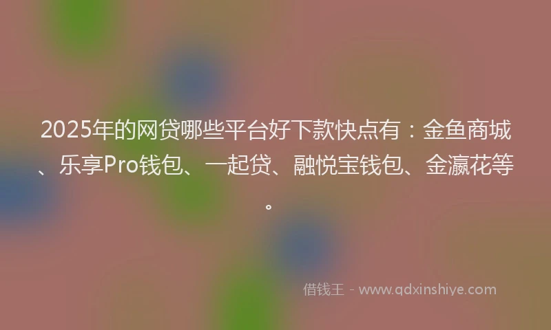 2025年的网贷哪些平台好下款快点有：金鱼商城、乐享Pro钱包、一起贷、融悦宝钱包、金瀛花等。