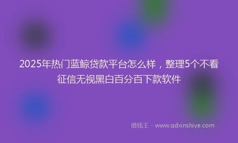 2025年热门蓝鲸贷款平台怎么样，整理5个不看征信无视黑白百分百下款软件