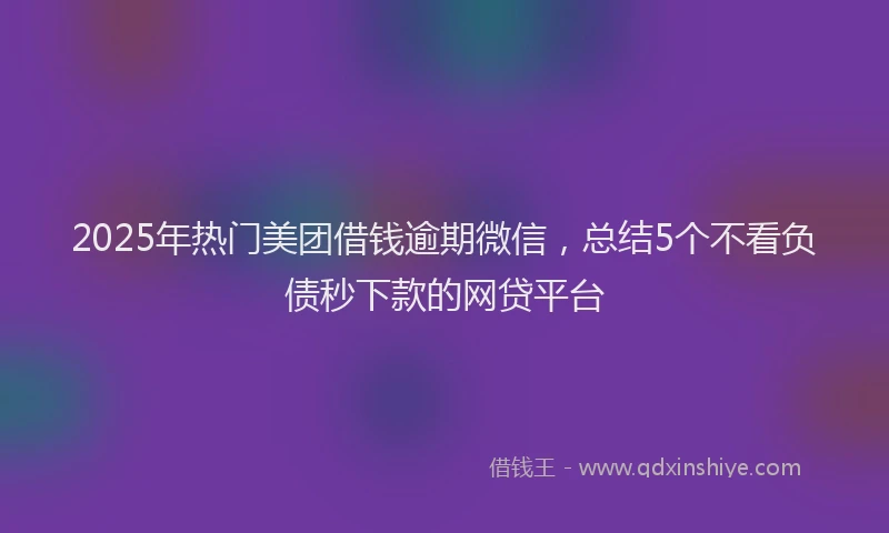 2025年热门美团借钱逾期微信，总结5个不看负债秒下款的网贷平台