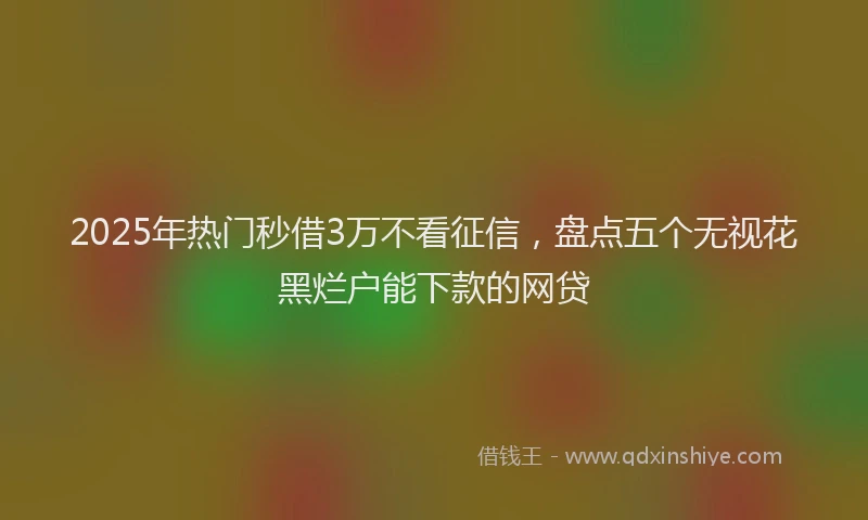 2025年热门秒借3万不看征信，盘点五个无视花黑烂户能下款的网贷