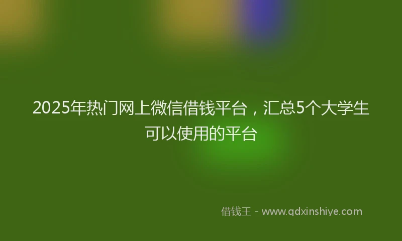 2025年热门网上微信借钱平台，汇总5个大学生可以使用的平台
