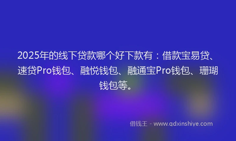 2025年的线下贷款哪个好下款有：借款宝易贷、速贷Pro钱包、融悦钱包、融通宝Pro钱包、珊瑚钱包等。